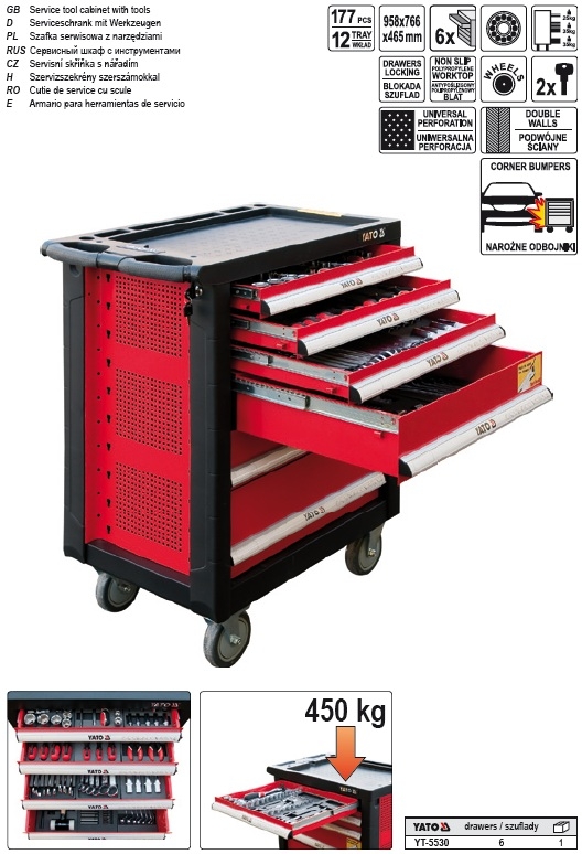 Skříňka s nářadím 6 zásuvek Yato YT-5530